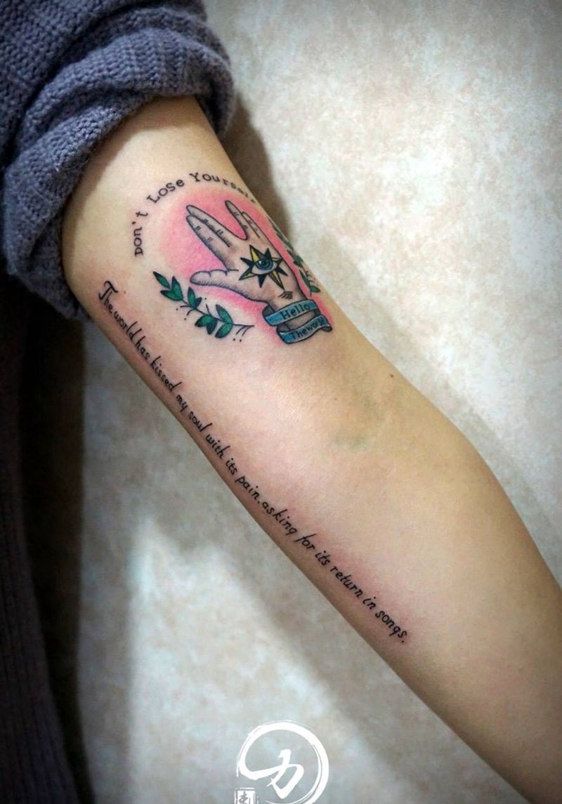 哦耶纹身图片_成品手臂清新纹身图案