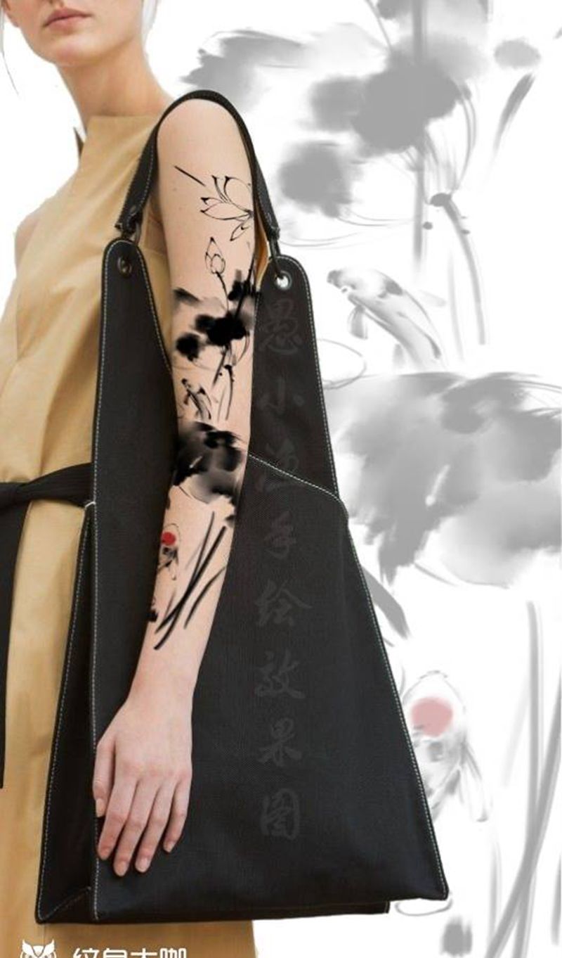 莲意纹身图片_手臂水墨原创莲花纹身图案