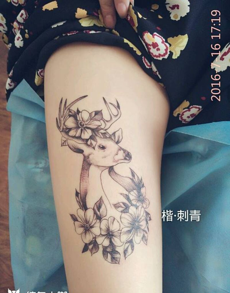 小鹿纹身图片