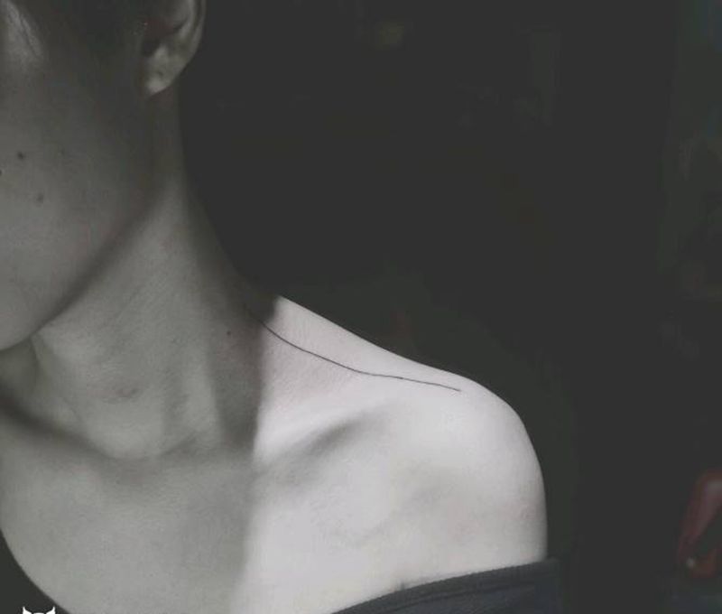 线纹身图片_颈部肩部腰部欧美传统贴纸几何成品纹身图案