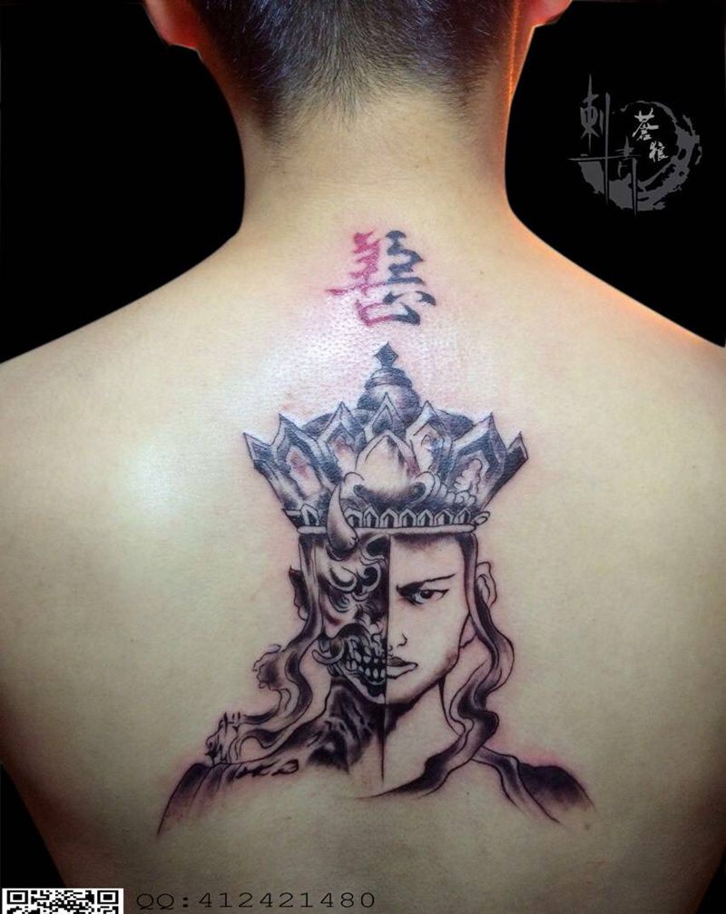 一念成佛！一念成魔！凡心两扇门，善恶一念间！纹身图片