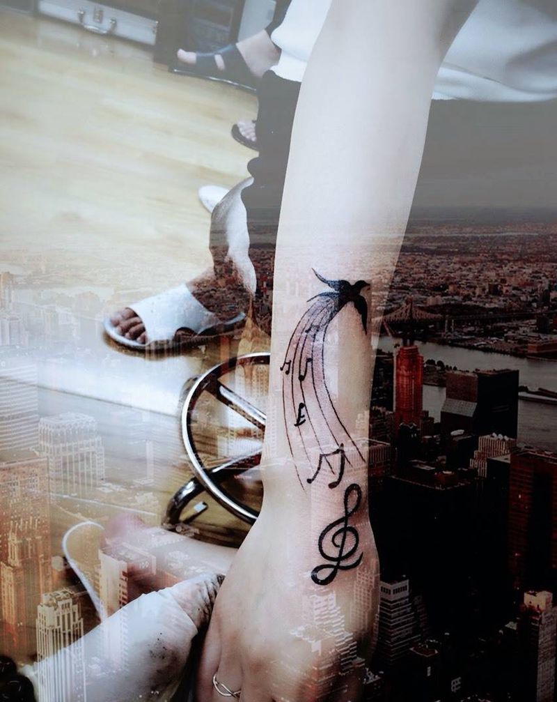 音律遮盖纹身图片