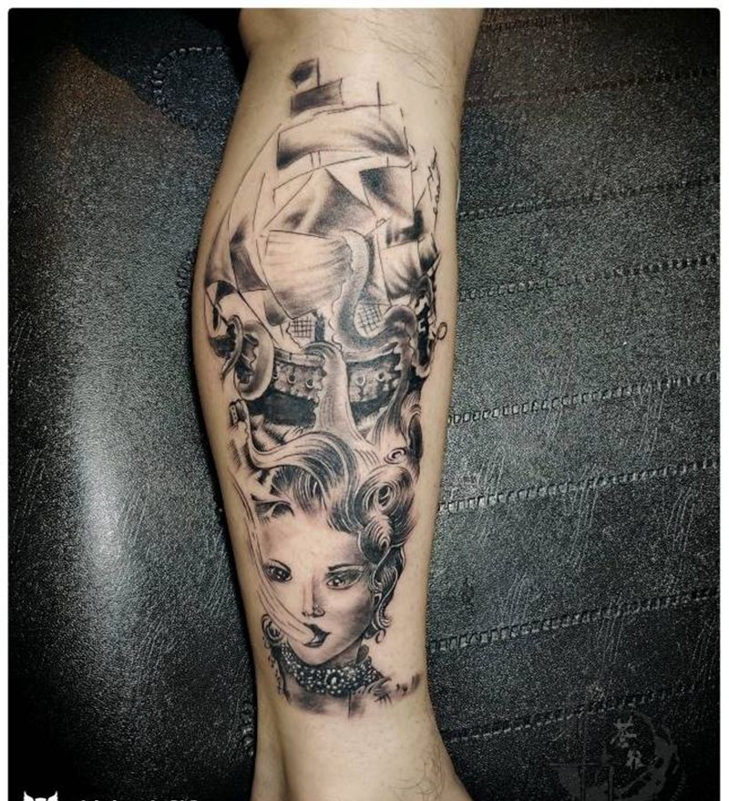 ，，纹身图片_腿部纹身图案