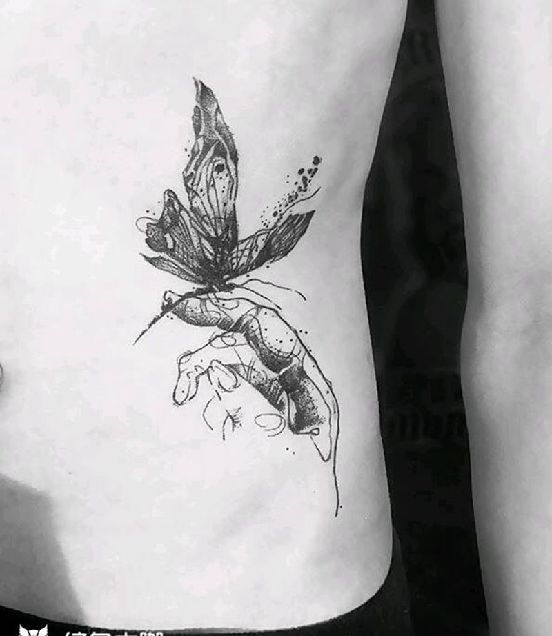 蝴蝶纹身图片_肩部背部手臂腿部欧美清新贴纸几何动物成品纹身图案