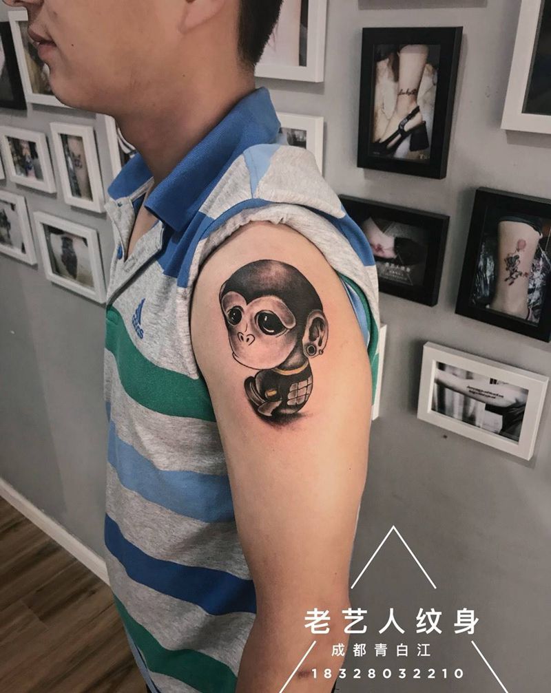萌猴纹身图片