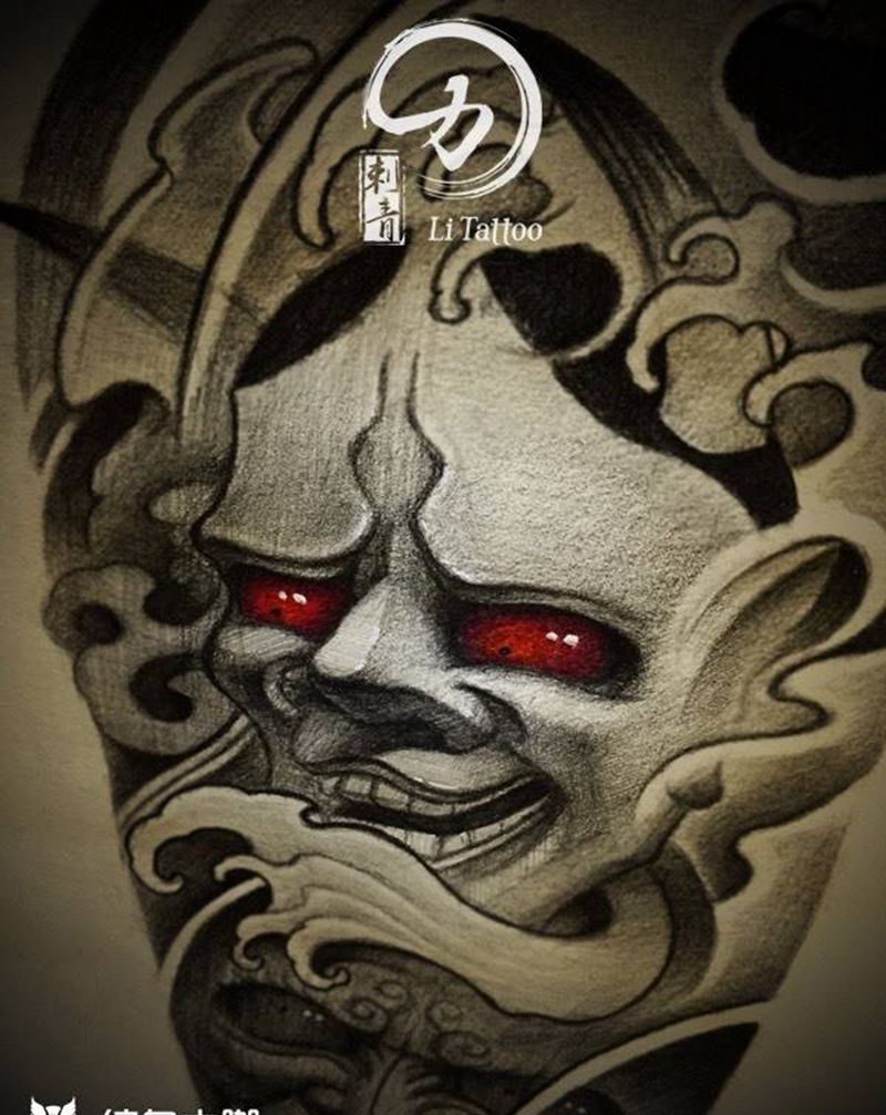 未命名纹身图片_成品手稿手臂传统人物鬼神原创纹身图案