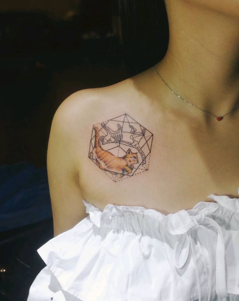 猫咪纹身图片_肩部腹部臀部手部欧美清新写实动物情侣成品纹身图案