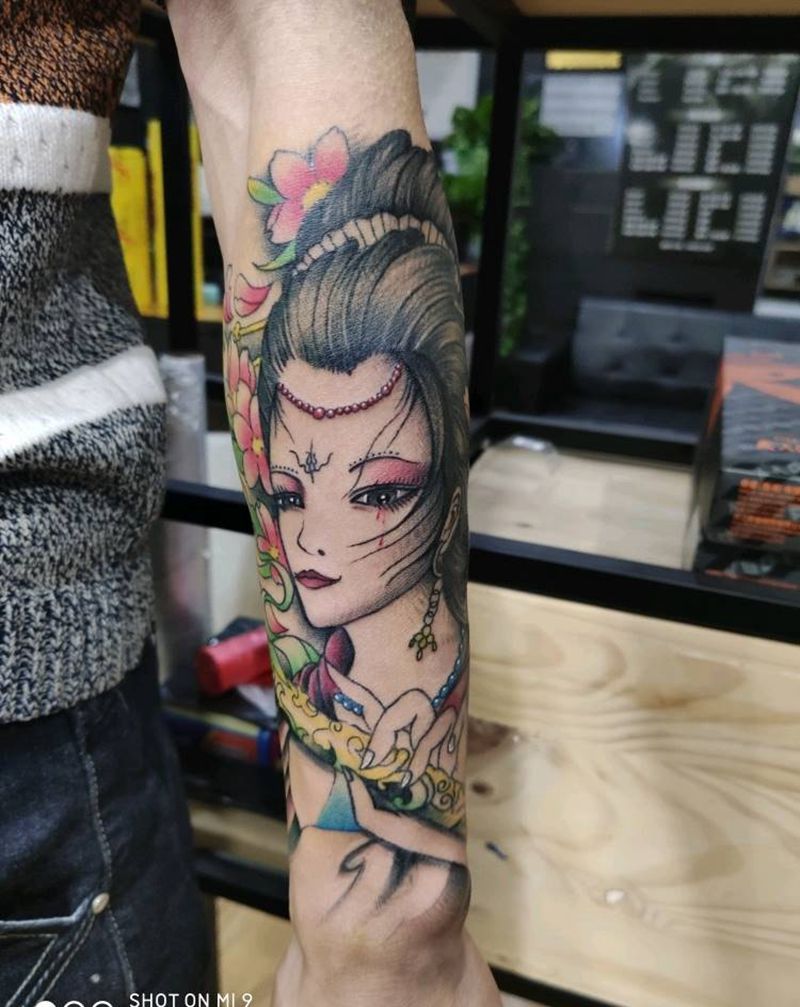 艺伎纹身图片_手臂纹身图案