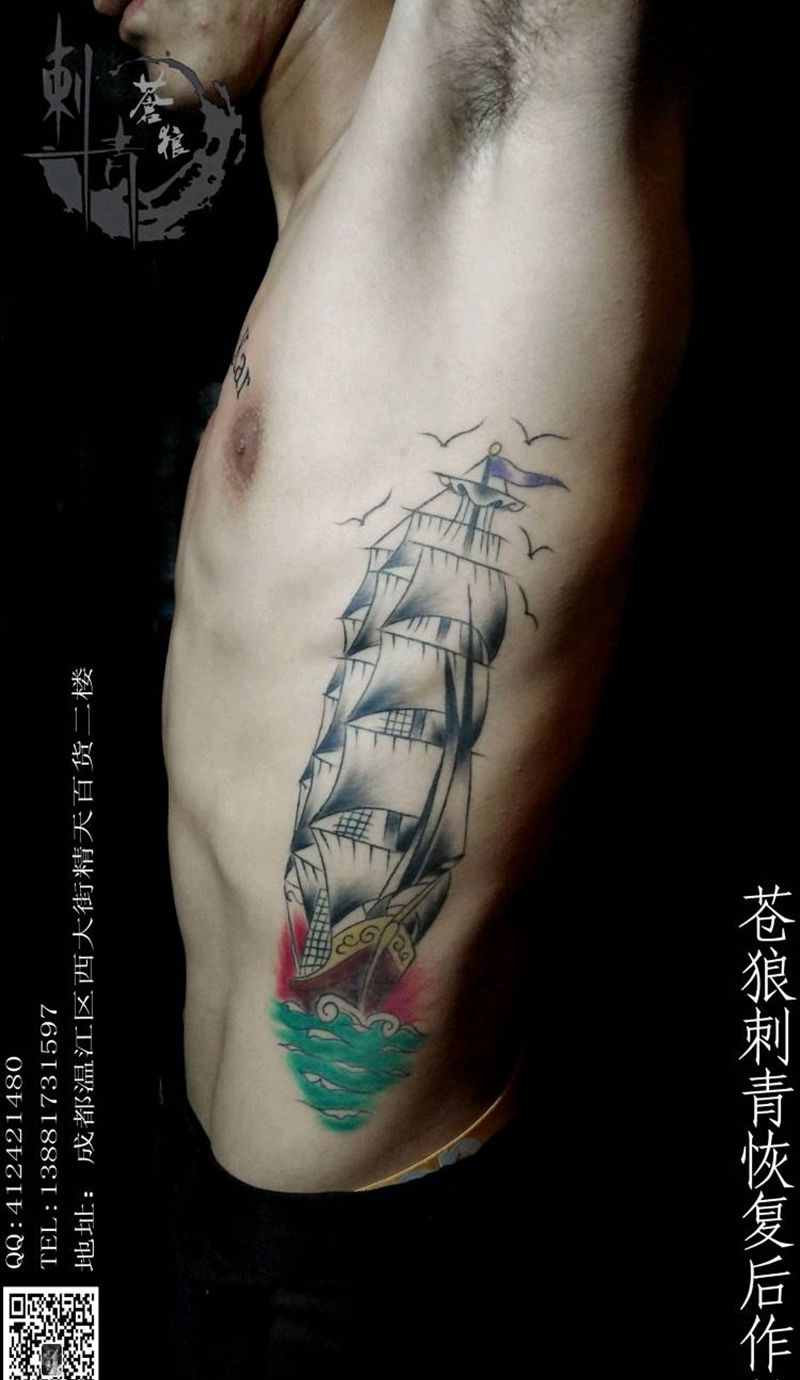 帆船恢复后作品纹身图片
