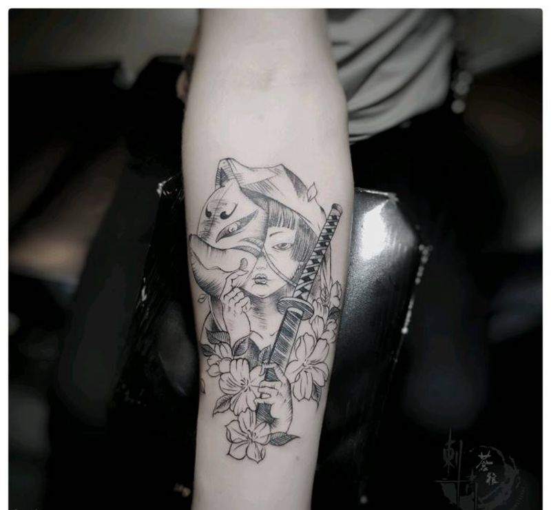 艺妓纹身图片_手部纹身图案
