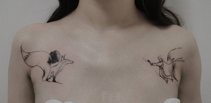 《小王子》纹身图片_胸部纹身图案