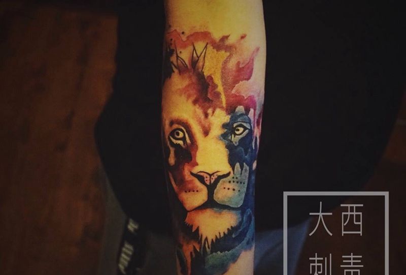 狮子纹身图片_插画纹身图案