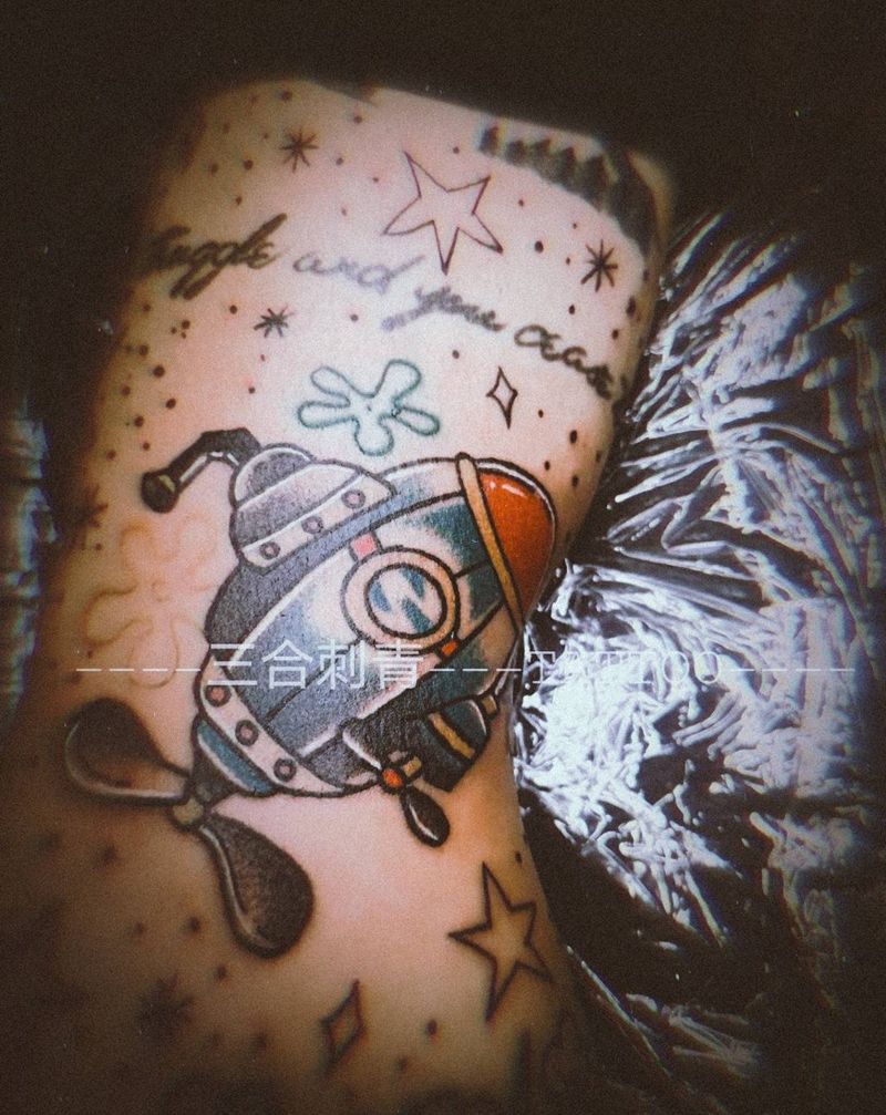花臂拼接school纹身图片_手臂Old School纹身图案