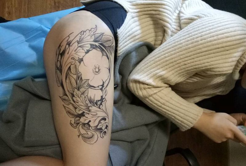 大美腿纹身图片