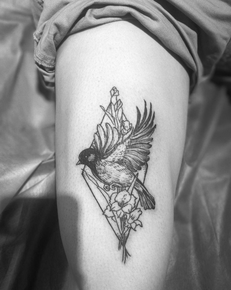 鸟。。。纹身图片_背部腿部手部清新动物成品纹身图案