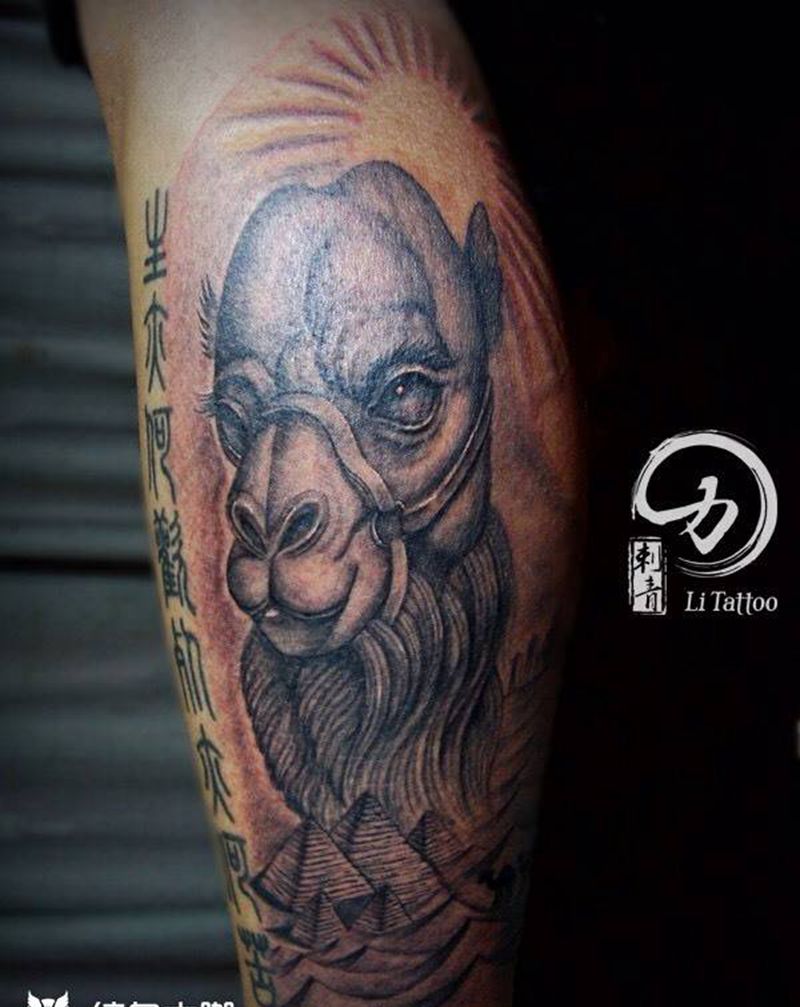 沙漠绿洲（骆驼）纹身图片