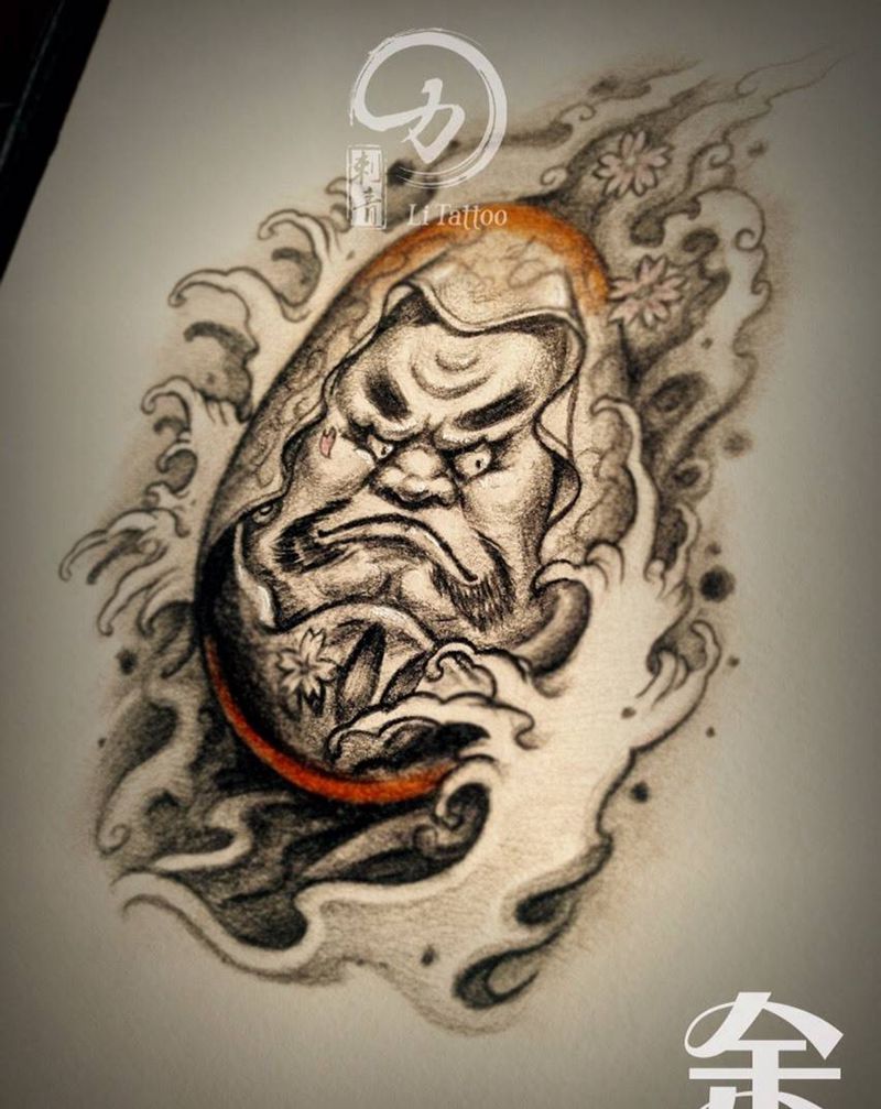 达摩纹身图片_成品手稿传统原创人物鬼神纹身图案