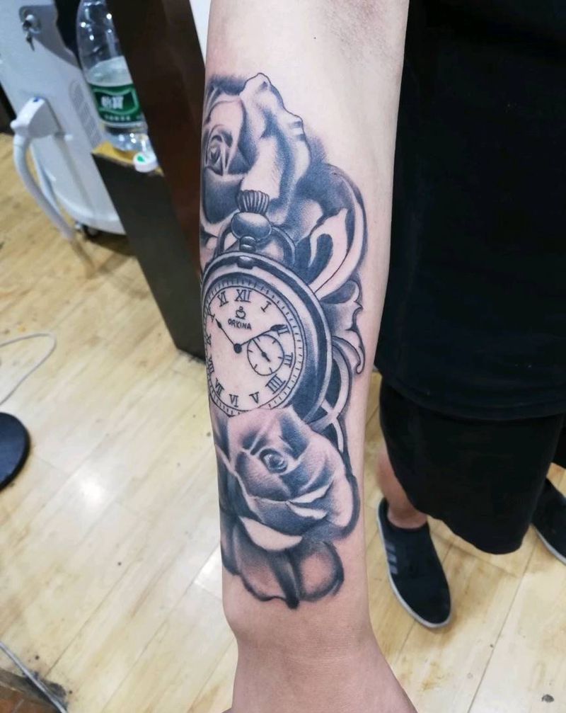 玫瑰纹身图片_手臂欧美写实纹身图案