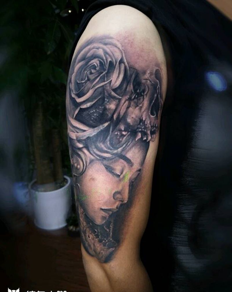 肖像遮盖纹身图片