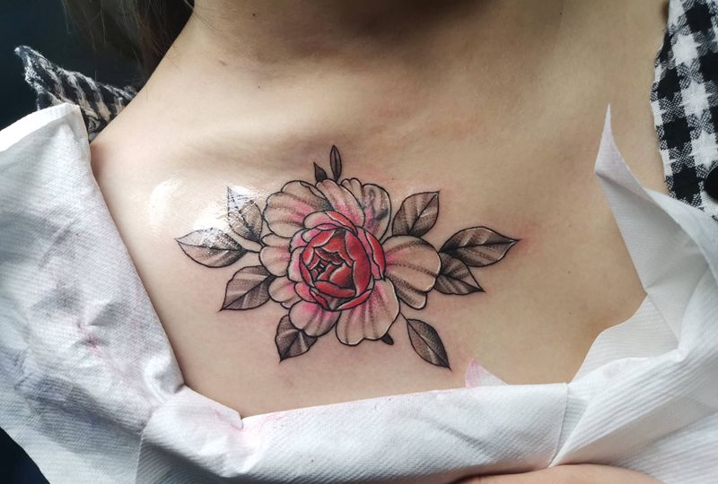 素花遮盖纹身图片_点刺纹身图案