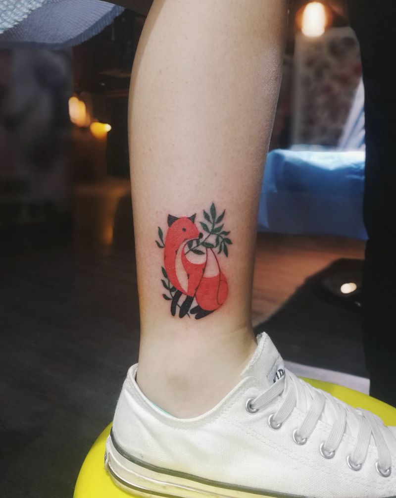 狐狸纹身图片_胸部背部手臂腿部欧美动物成品纹身图案