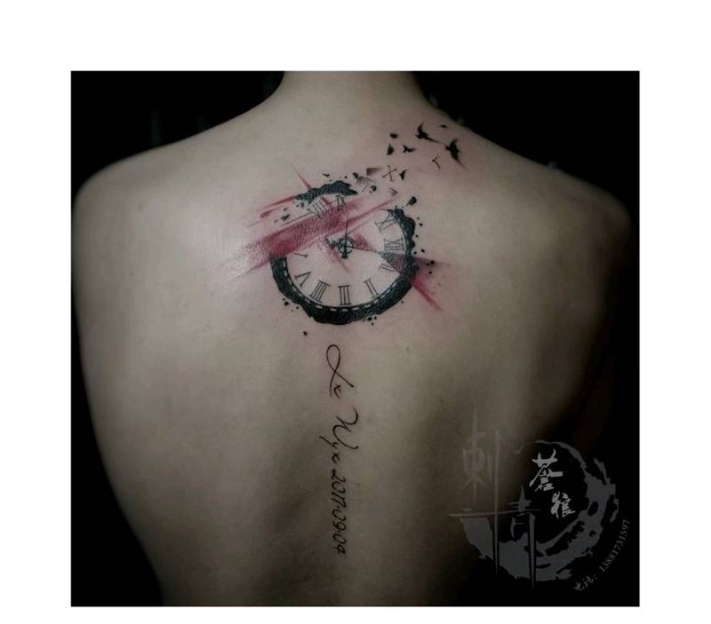 时钟纹身图片