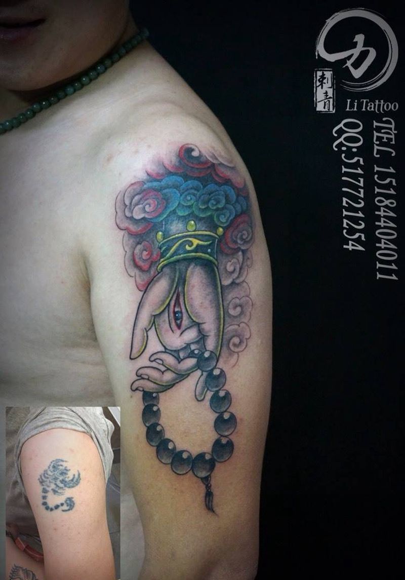 佛手纹身图片_成品手臂传统宗教纹身图案