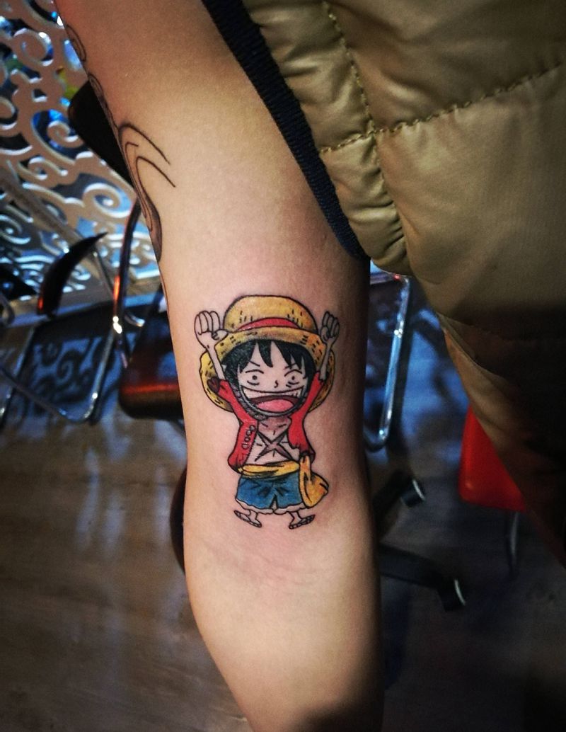 路飞纹身图片_手臂欧美人物纹身图案