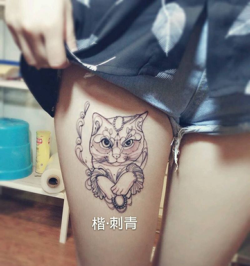 大腿图纹身图片