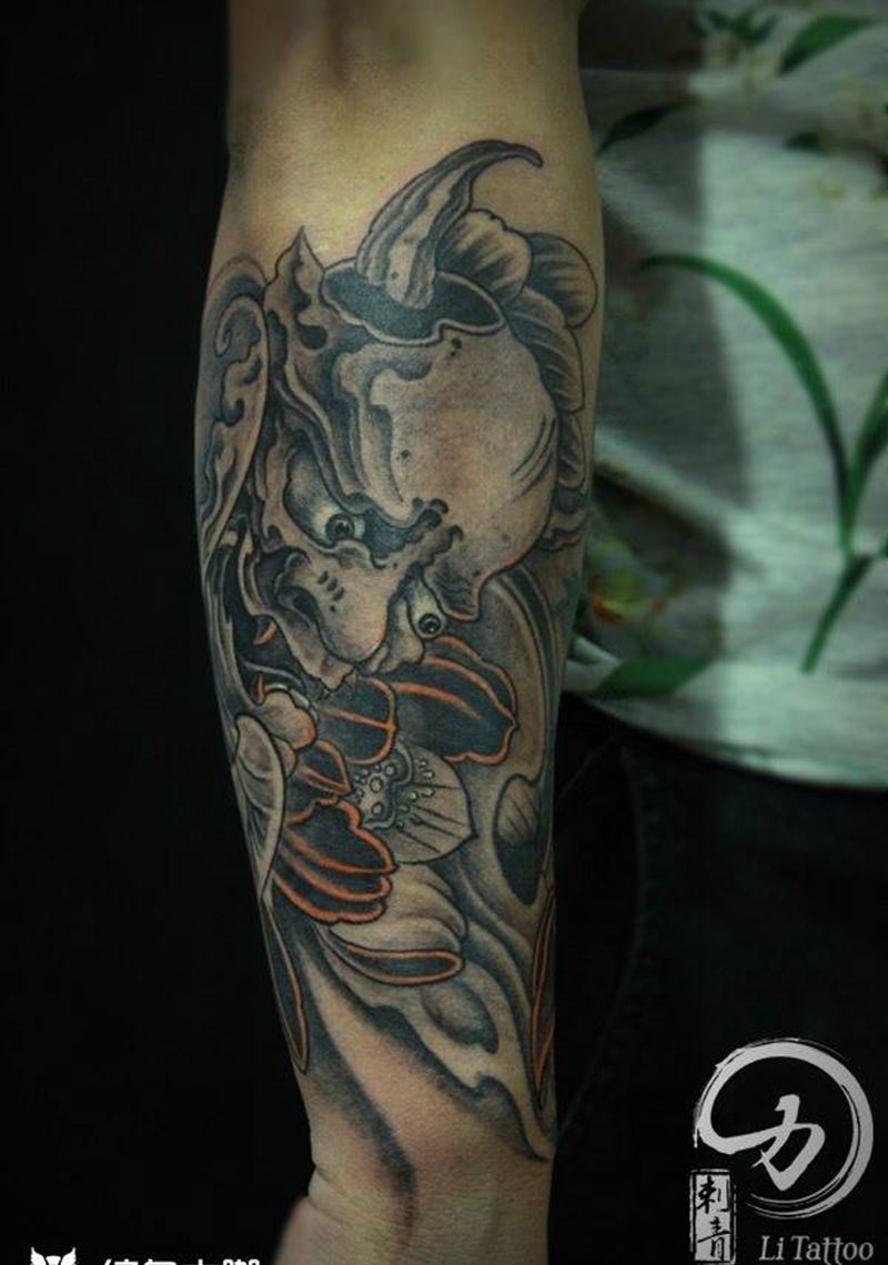 般诺纹身图片_成品手臂传统人物鬼神原创纹身图案
