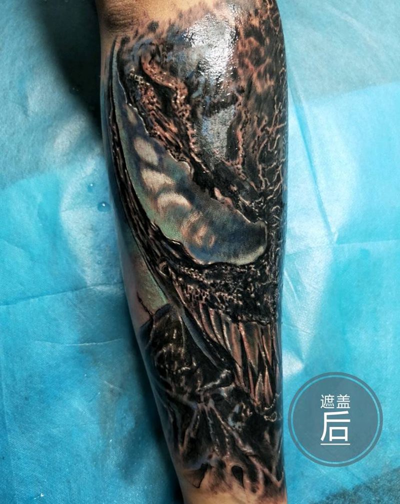 毒液暴力遮盖纹身图片_手臂欧美写实纹身图案