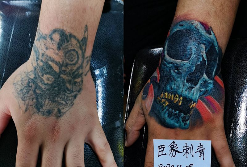 手背遮盖纹身图片_手部纹身图案