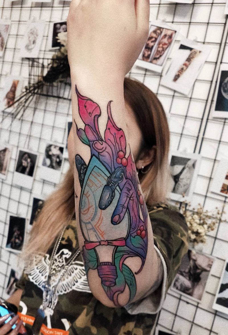 水瓶座纹身图片_手臂手部欧美写实水瓶座赛博朋克。纹身图案