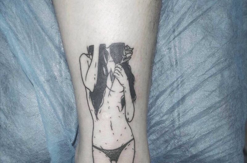 。纹身图片_腿部手部脚部清新人物成品纹身图案