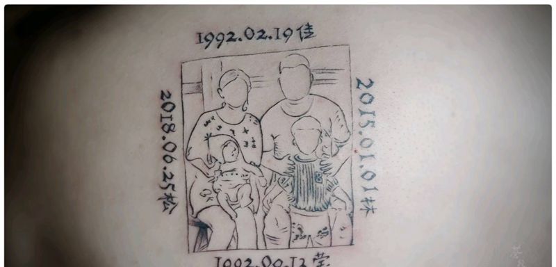 全家福，纹身图片_肩部纹身图案