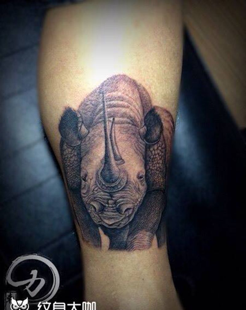 动物系列之（犀牛）纹身图片