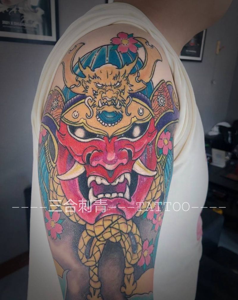 鬼武士纹身图片_新传统纹身图案