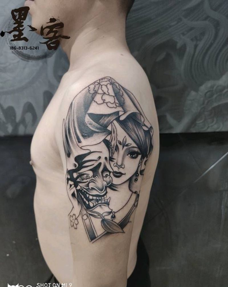 艺伎纹身图片_手臂新传统纹身图案