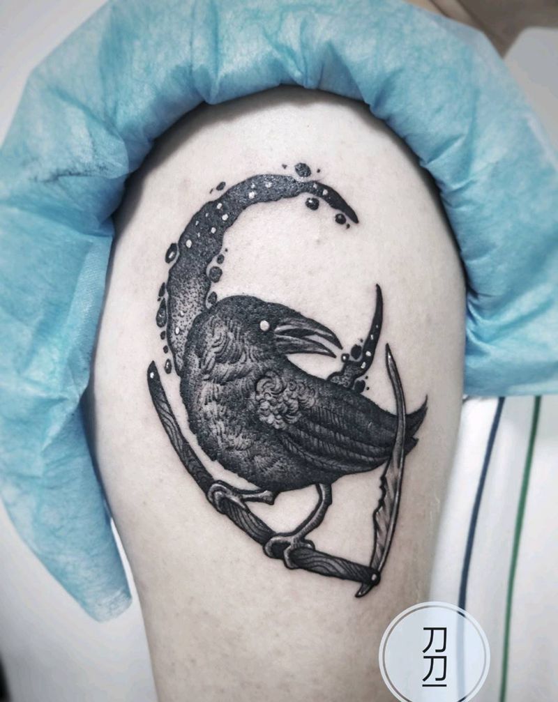 暗黑乌鸦纹身图片_手臂纹身图案