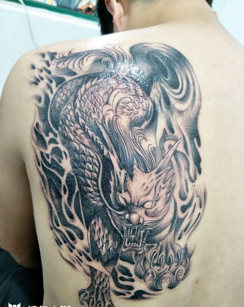 麒麟遮盖纹身图片