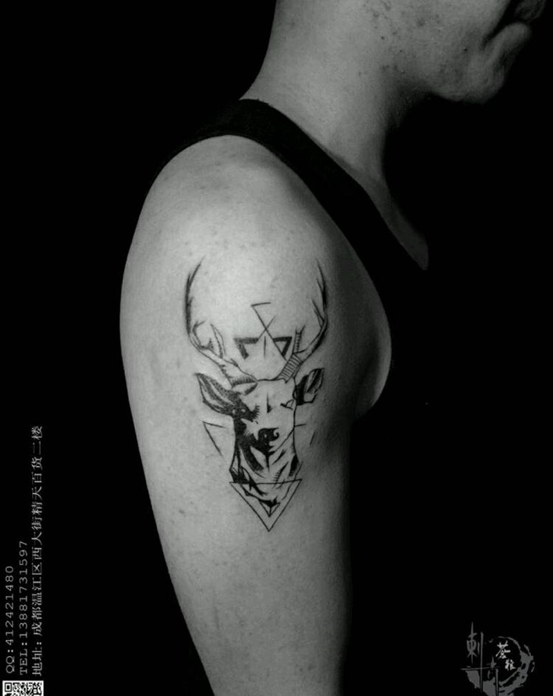 鹿头纹身图片