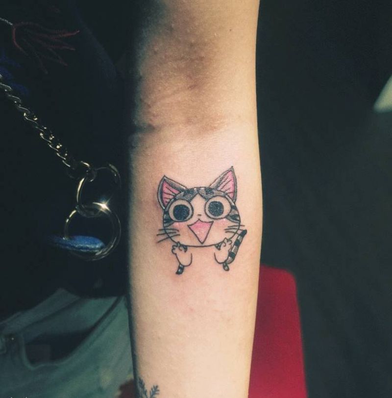 猫咪纹身图片_肩部胸部臀部手臂腿部脚部习俗动物原创成品纹身图案