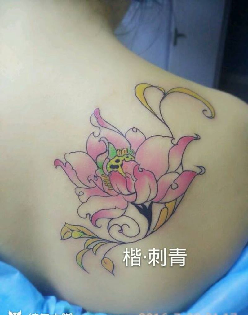 彩莲纹身图片