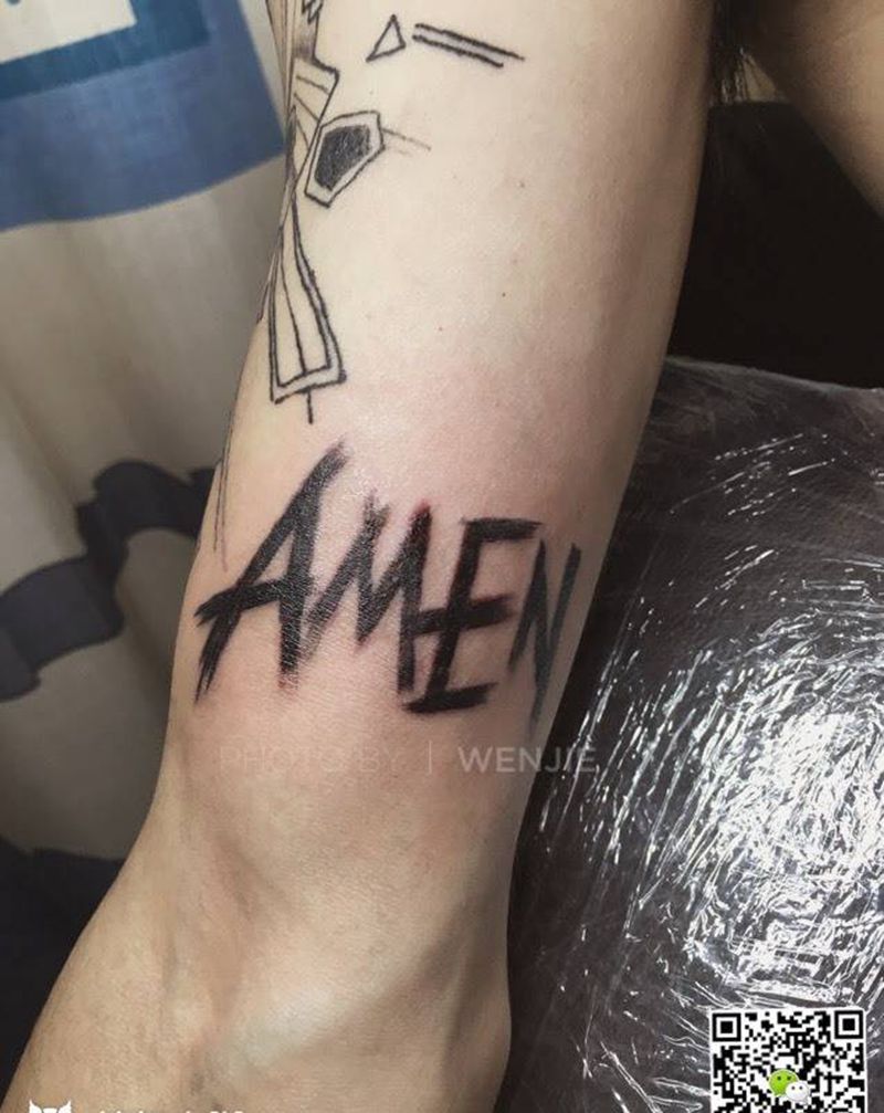 阿门～纹身图片_成品手稿纹身图案