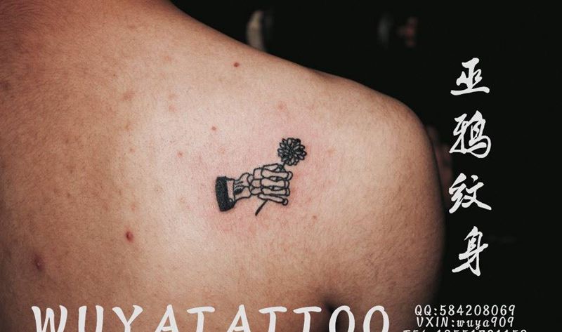 骷髅心电蝎子小人纹身图片_成品清新字符人物动物植物纹身图案