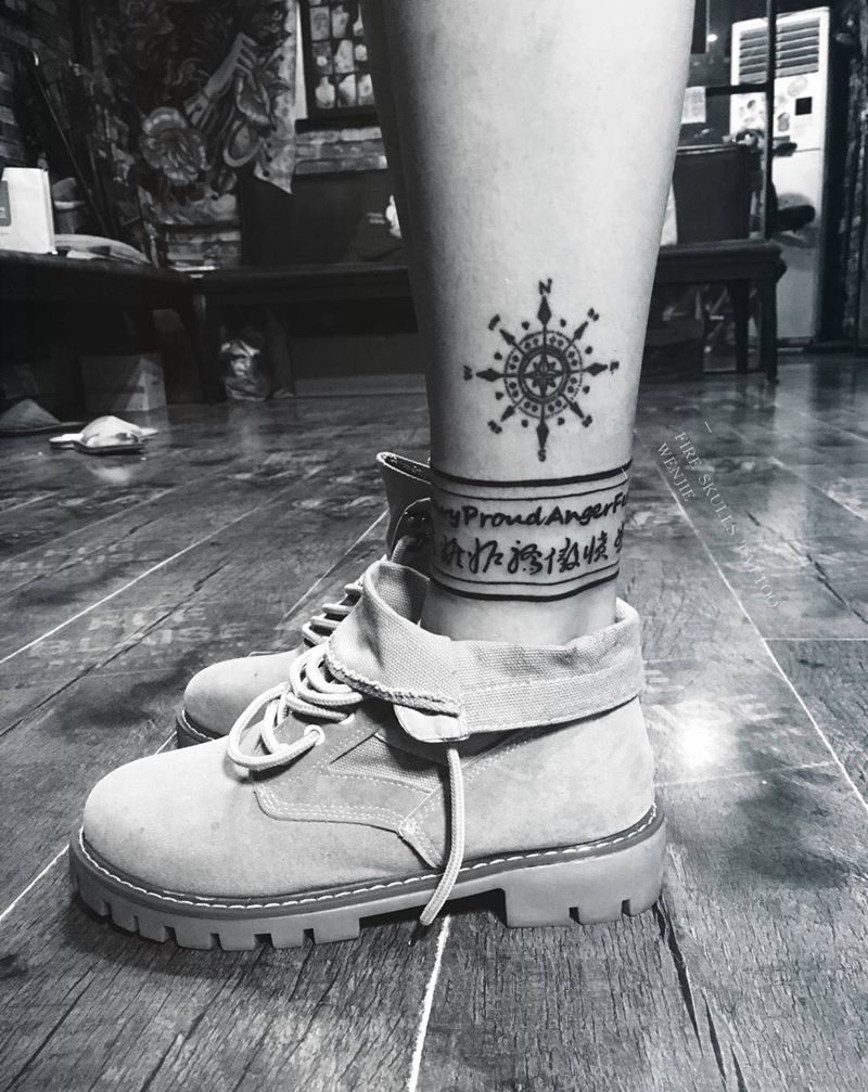 七宗罪纹身图片_成品脚部字符火骷髅自贡纹身图案