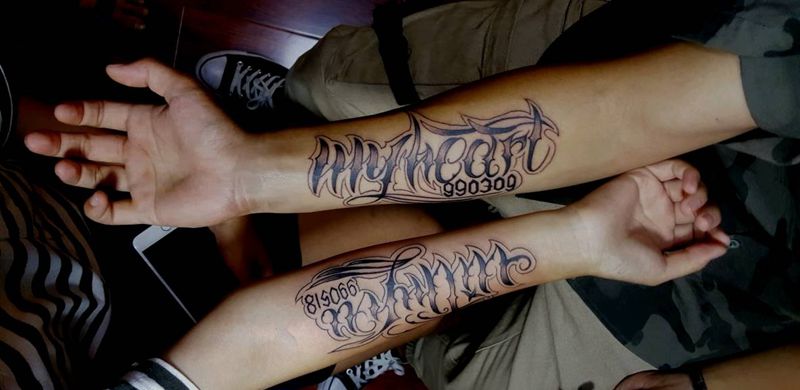 花体英文纹身图片_手臂欧美清新原创成品手稿纹身图案