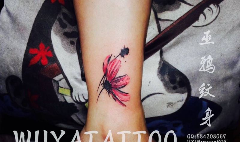 花鹿角英文汉字纹身图片_成品脚部胸部手部欧美植物字符动物清新写实纹身图案