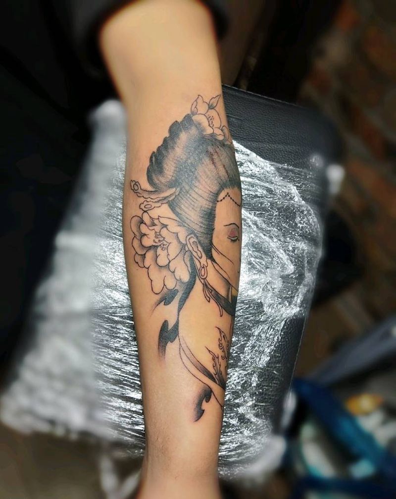 古风美女纹身图片