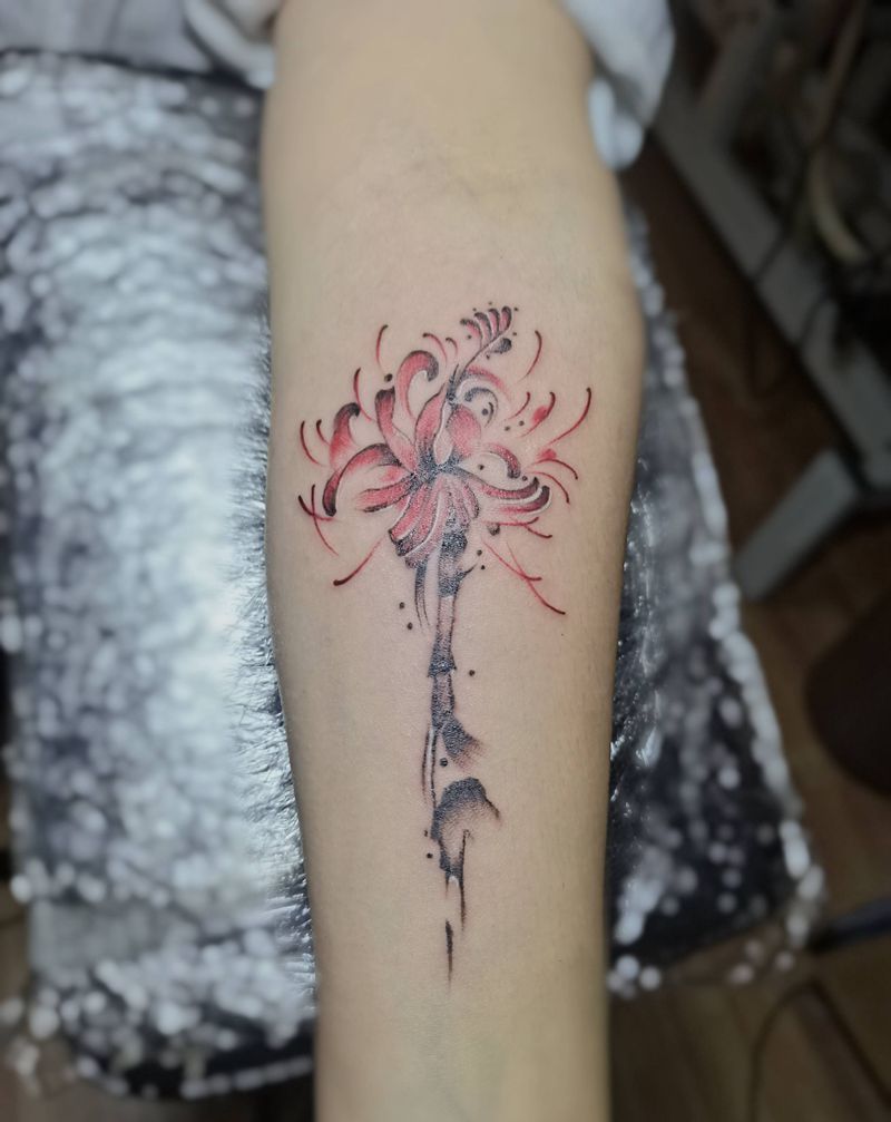 彼岸花纹身图片_手臂纹身图案